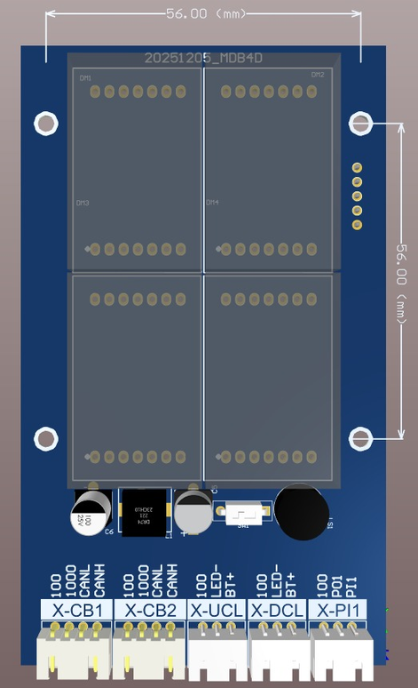 Diagram showing the connectors and connection points of the BC-D4X board